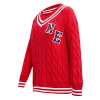 Women's Pro Standard  Red New England Patriots Prep V-Neck Pullover Sweater