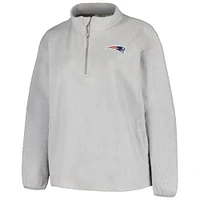 Women's Profile Gray New England Patriots Plus Sherpa Quarter-Zip Jacket