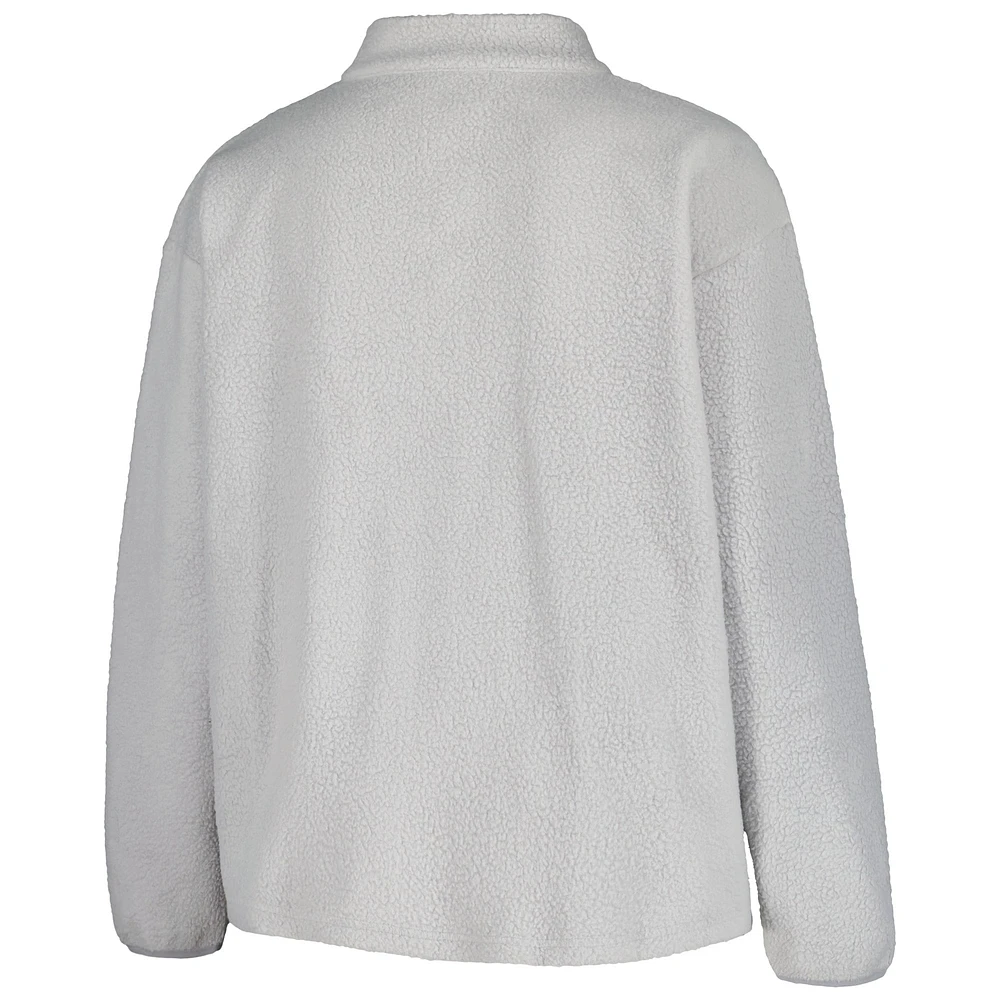 Women's Profile Gray New England Patriots Plus Sherpa Quarter-Zip Jacket