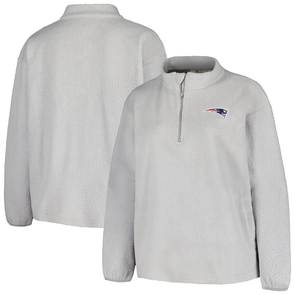 Women's Profile Gray New England Patriots Plus Sherpa Quarter-Zip Jacket