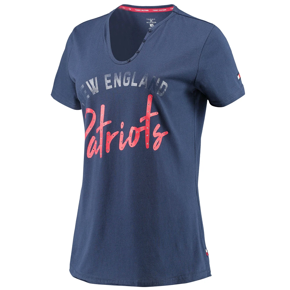 Women's Tommy Hilfiger Navy New England Patriots Riley V-Neck T-Shirt