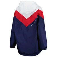 Women's Tommy Hilfiger White/Red New England Patriots Staci Half-Zip Hoodie Windbreaker Jacket