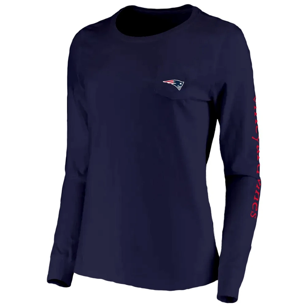 Women's Vineyard Vines Navy New England Patriots Helmet Long Sleeve T-Shirt