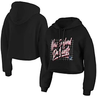 Women's WEAR by Erin Andrews Black New England Patriots Domestic Cropped Pullover Hoodie