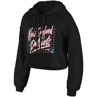 Women's WEAR by Erin Andrews Black New England Patriots Domestic Cropped Pullover Hoodie