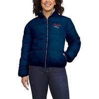 Women's WEAR by Erin Andrews  Navy/White New England Patriots Reversible Cropped Full-Zip Puffer Jacket
