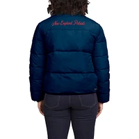 Women's WEAR by Erin Andrews  Navy/White New England Patriots Reversible Cropped Full-Zip Puffer Jacket
