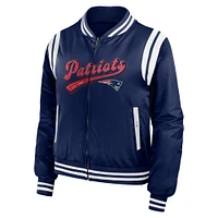 Women's WEAR by Erin Andrews Navy New England Patriots Bomber Full-Zip Jacket