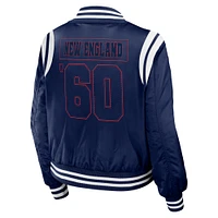 Women's WEAR by Erin Andrews Navy New England Patriots Bomber Full-Zip Jacket