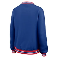 Women's WEAR by Erin Andrews Navy New England Patriots Oversized Long Sleeve V-Neck Sweatshirt