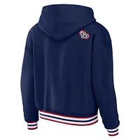 Women's WEAR by Erin Andrews Navy New England Patriots Plus Lace-Up Pullover Hoodie