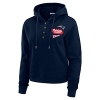 Women's WEAR by Erin Andrews Navy New England Patriots Waffle-Knit Pullover Hoodie