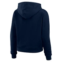 Women's WEAR by Erin Andrews Navy New England Patriots Waffle-Knit Pullover Hoodie