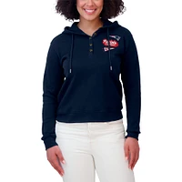 Women's WEAR by Erin Andrews Navy New England Patriots Waffle-Knit Pullover Hoodie