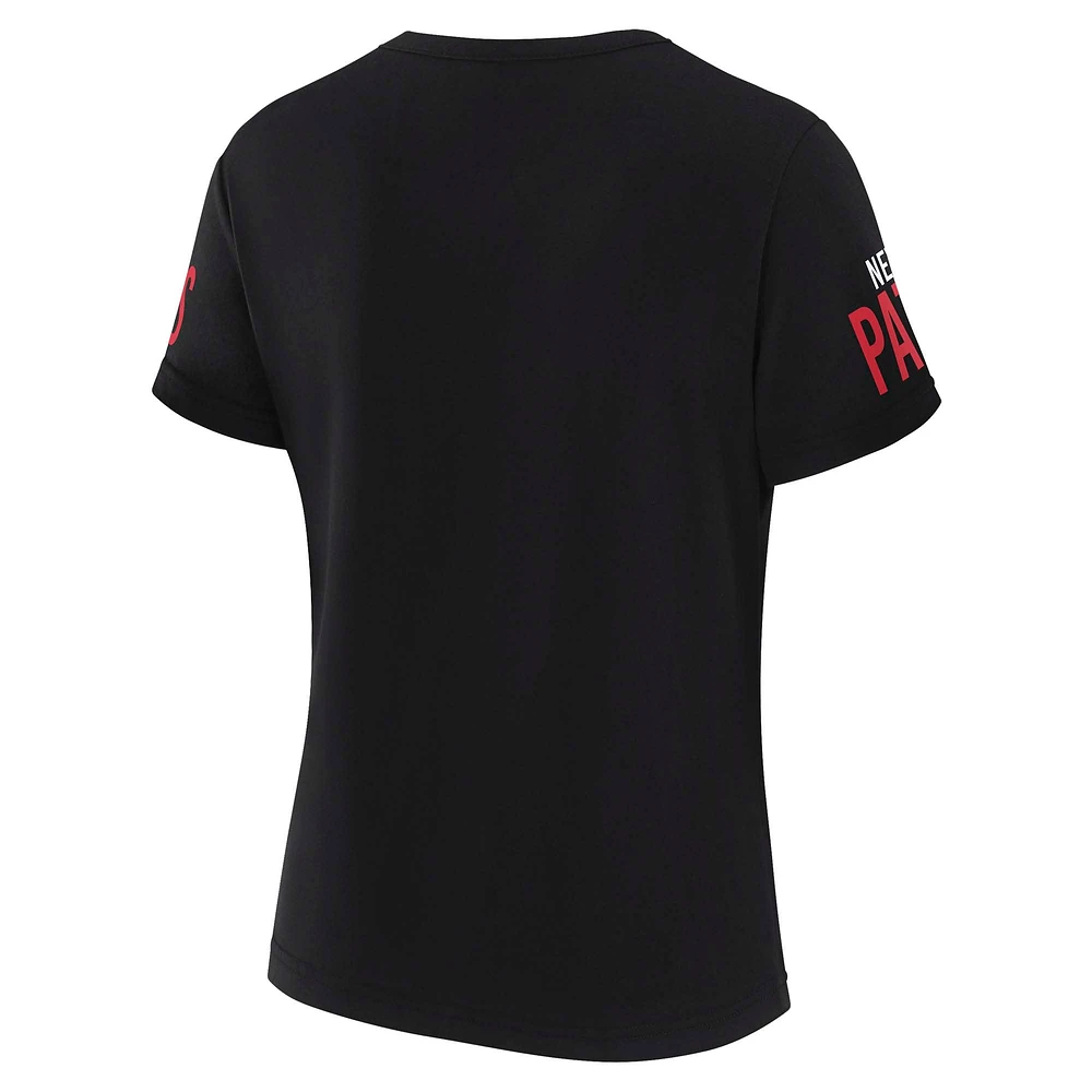 Women's WEAR by Erin Andrews x Gracie Hunt Black New England Patriots Draft Me Lace-Up T-Shirt