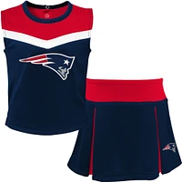 Ensemble deux pièces de pom-pom girl Spirit des Patriots la Nouvelle-Angleterre bleu marine/rouge pour jeune