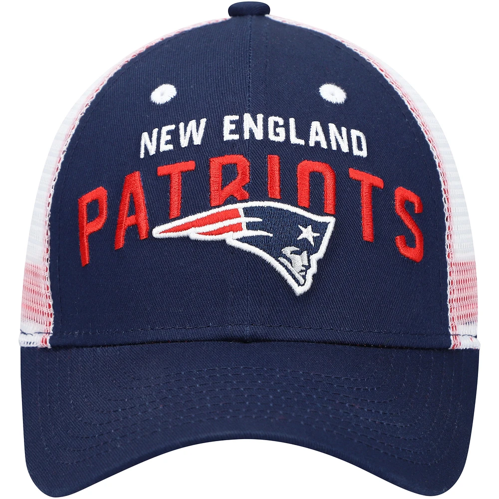 Youth Navy/White New England Patriots Core Lockup Adjustable Hat