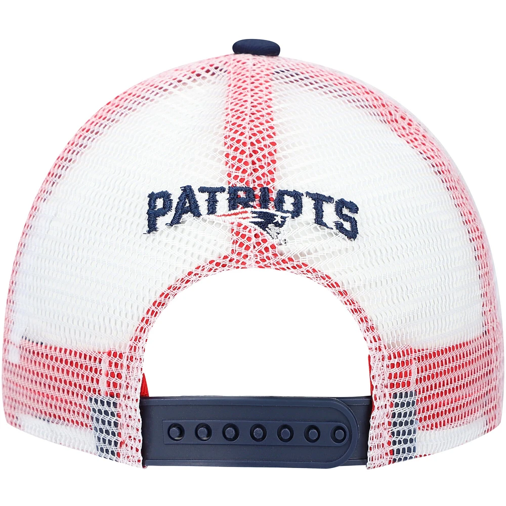 Youth Navy/White New England Patriots Core Lockup Adjustable Hat