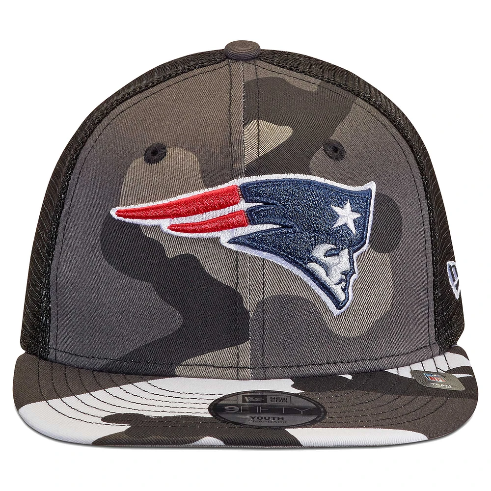 Youth New Era Camo/Black New England Patriots Trucker 9FIFTY Snapback Hat
