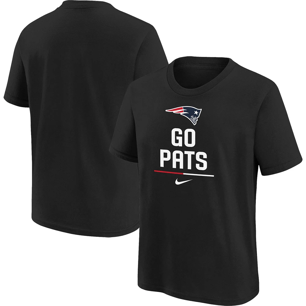 Youth Nike Black New England Patriots Go Pats Slogan - T-Shirt