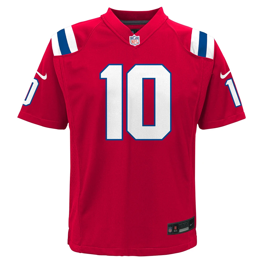 Youth Nike Drake Maye Red New England Patriots Alternate Game Jersey