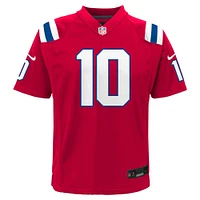 Youth Nike Drake Maye Red New England Patriots Alternate Game Jersey