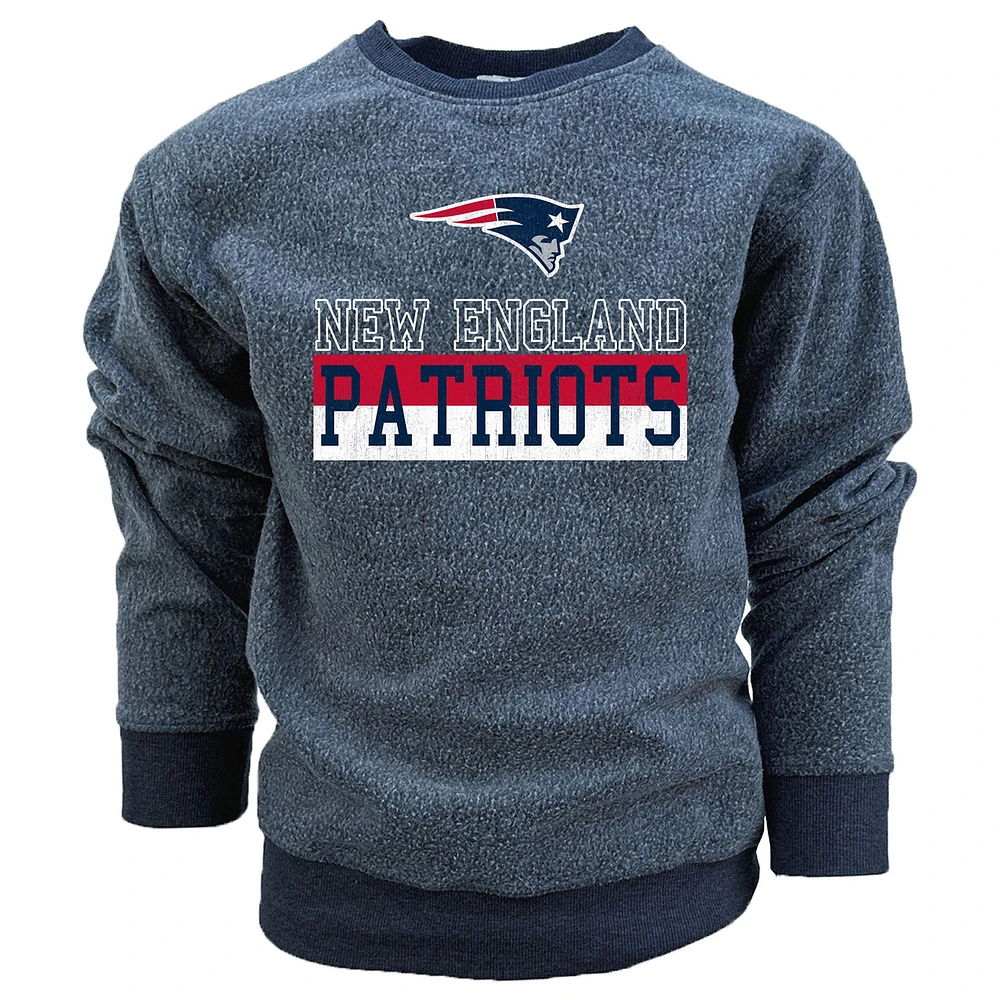 Youth Wes & Willy  Navy New England Patriots Reversible Fleece Pullover Sweatshirt