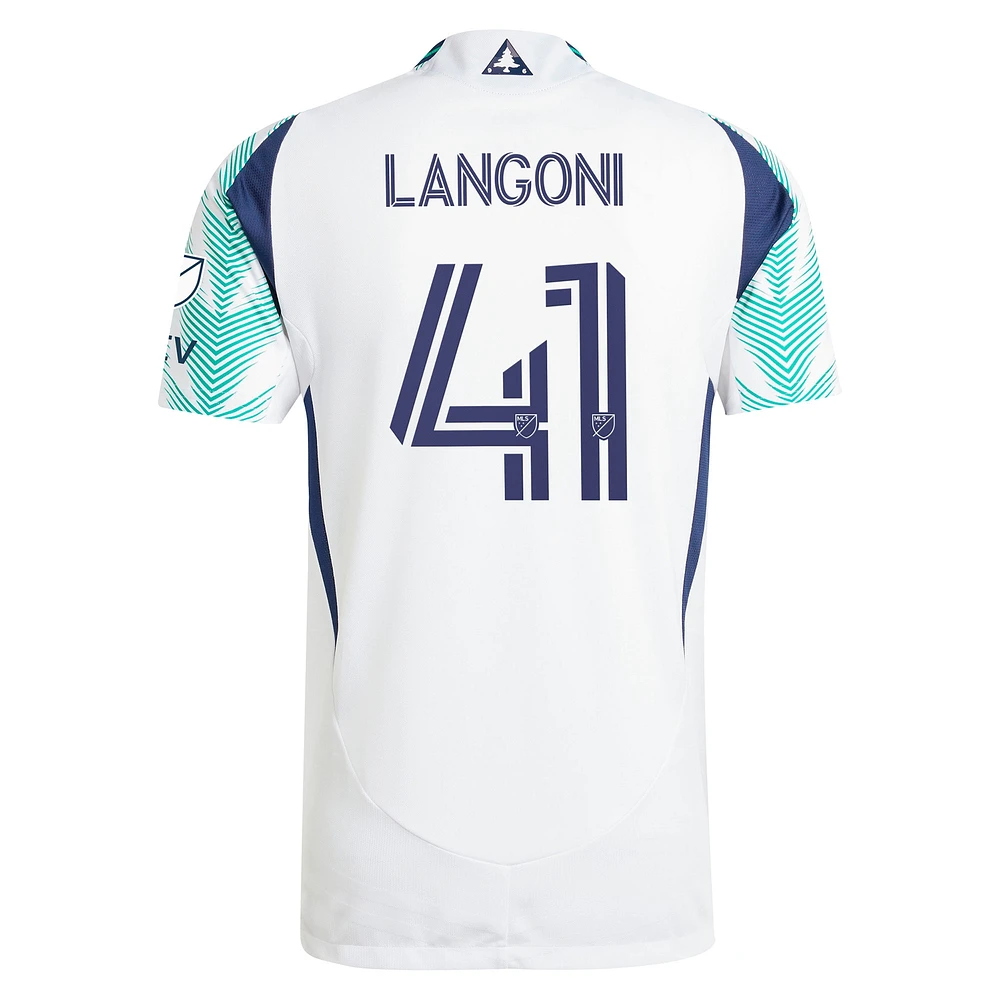 Maillot de joueur authentique adidas Luca Langoni New England Revolution 2025 Eastern White Pine x Flag of pour homme