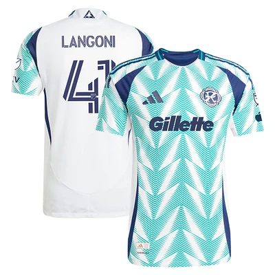 Maillot de joueur authentique adidas Luca Langoni New England Revolution 2025 Eastern White Pine x Flag of pour homme