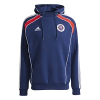 Men's adidas Navy New England Revolution 2025 Travel Pullover Hoodie