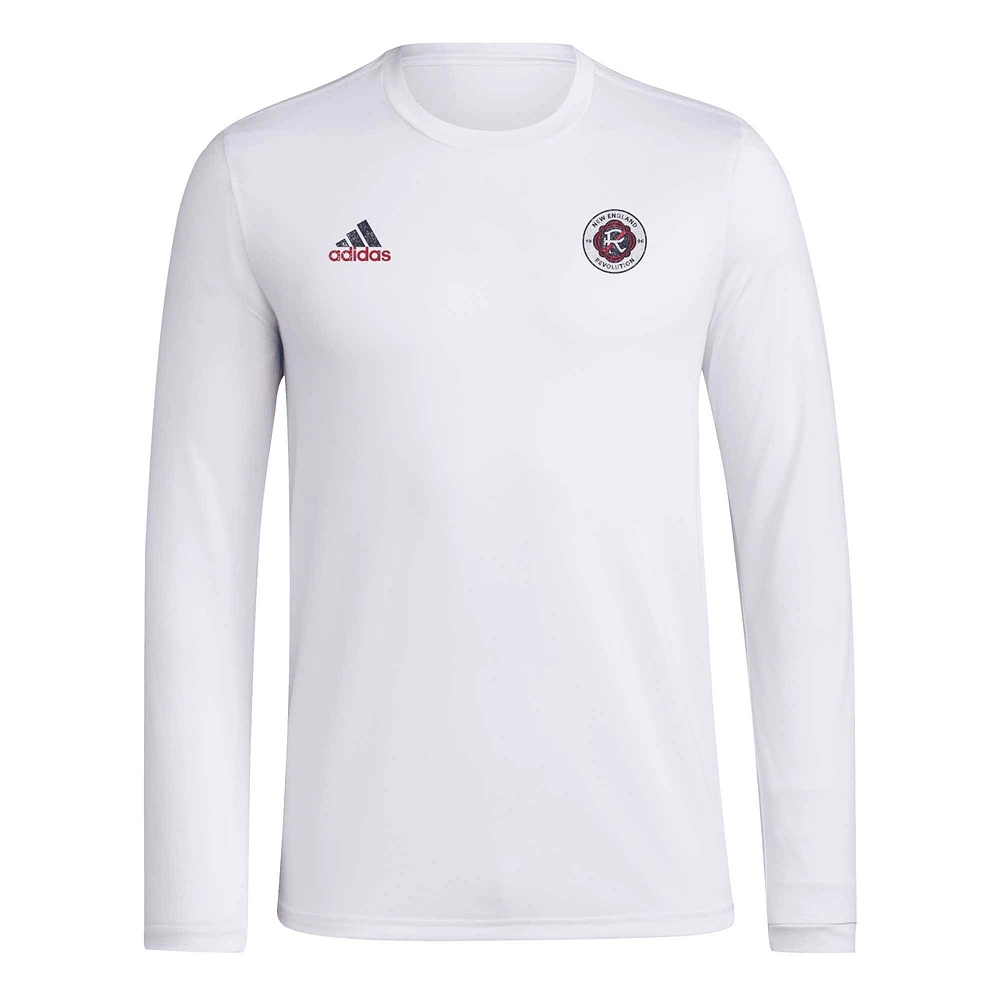 Men's adidas White New England Revolution Local Stoic Long Sleeve T-Shirt