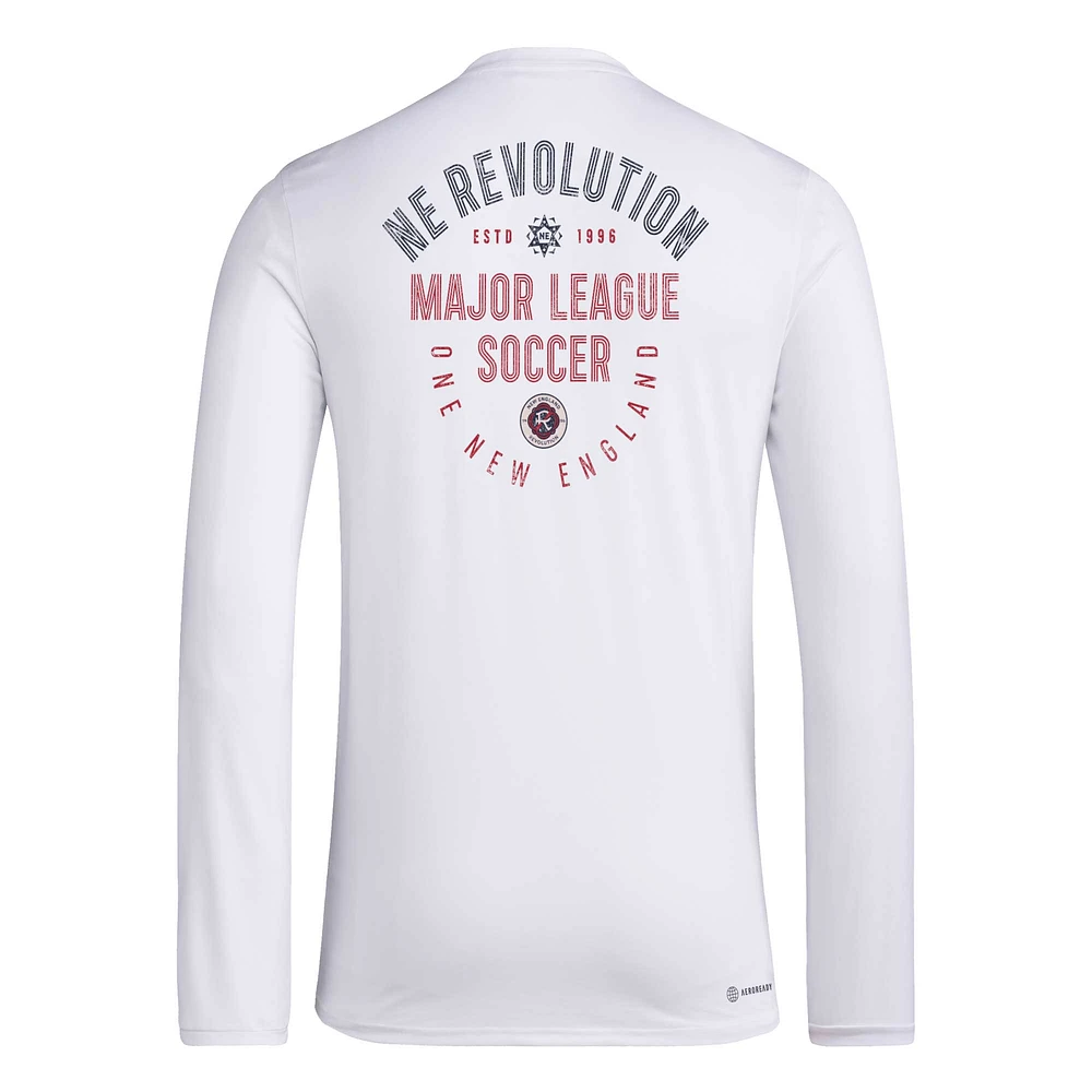 Men's adidas White New England Revolution Local Stoic Long Sleeve T-Shirt
