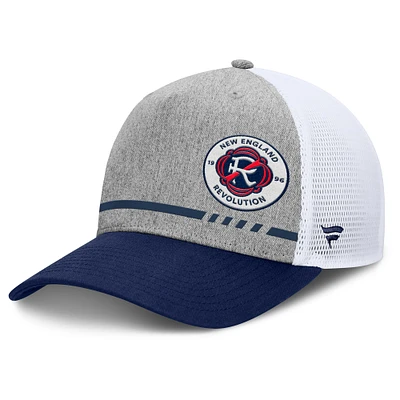 Men's Fanatics Heather Gray New England Revolution Low Block Trucker Adjustable Hat