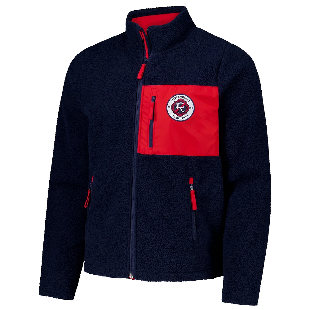 Men's Navy New England Revolution Pile Full-Zip Jacket