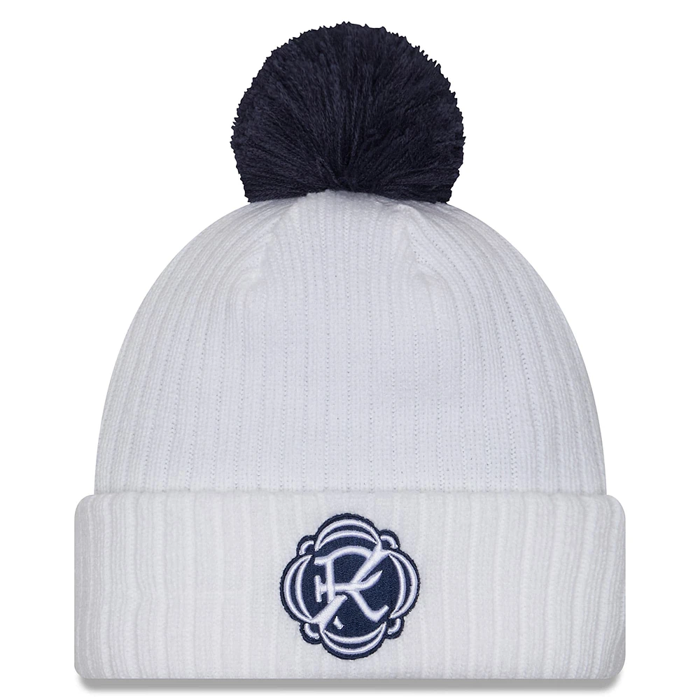 Men's New Era  White New England Revolution 2025 Jersey Hook Cuffed Knit Hat with Pom