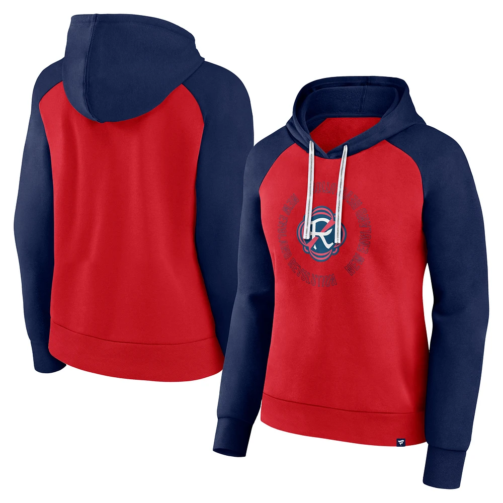 Sweat à capuche raglan Instep New England Revolution rouge/bleu marine pour femmes Fanatics