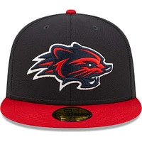 Men's New Era Navy Hampshire Fisher Cats Road Authentic Collection 59FIFTY Fitted Hat