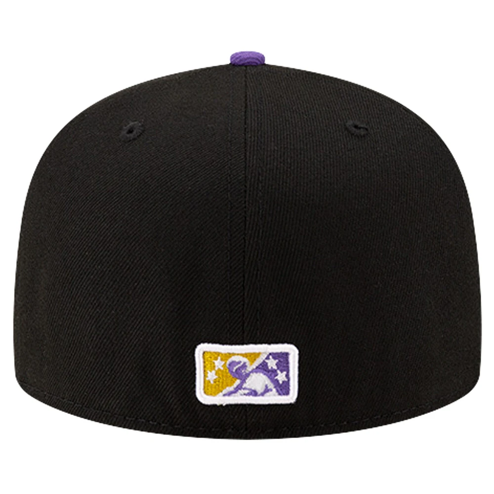 Men's New Era Purple Hampshire Fisher Cats Theme Night Hockey 59FIFTY Fitted Hat