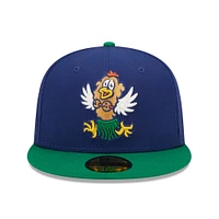 Men's New Era Royal/Green Hampshire Fisher Cats Coconut Chicken Tender Theme Night 59FIFTY Fitted Hat