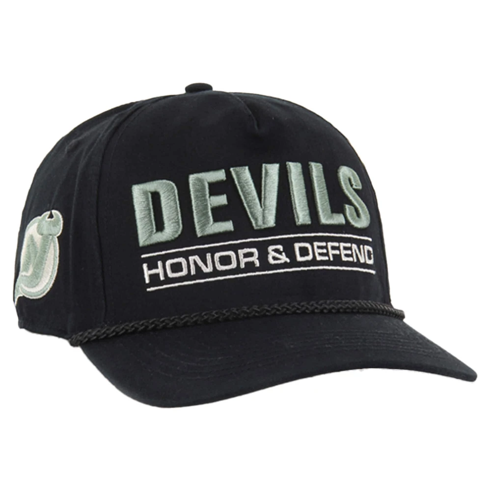Casquette ajustable Hitch OHT pour homme, motif 47, noir, New Jersey Devils, appréciation militaire, honneur et défense de la patrie