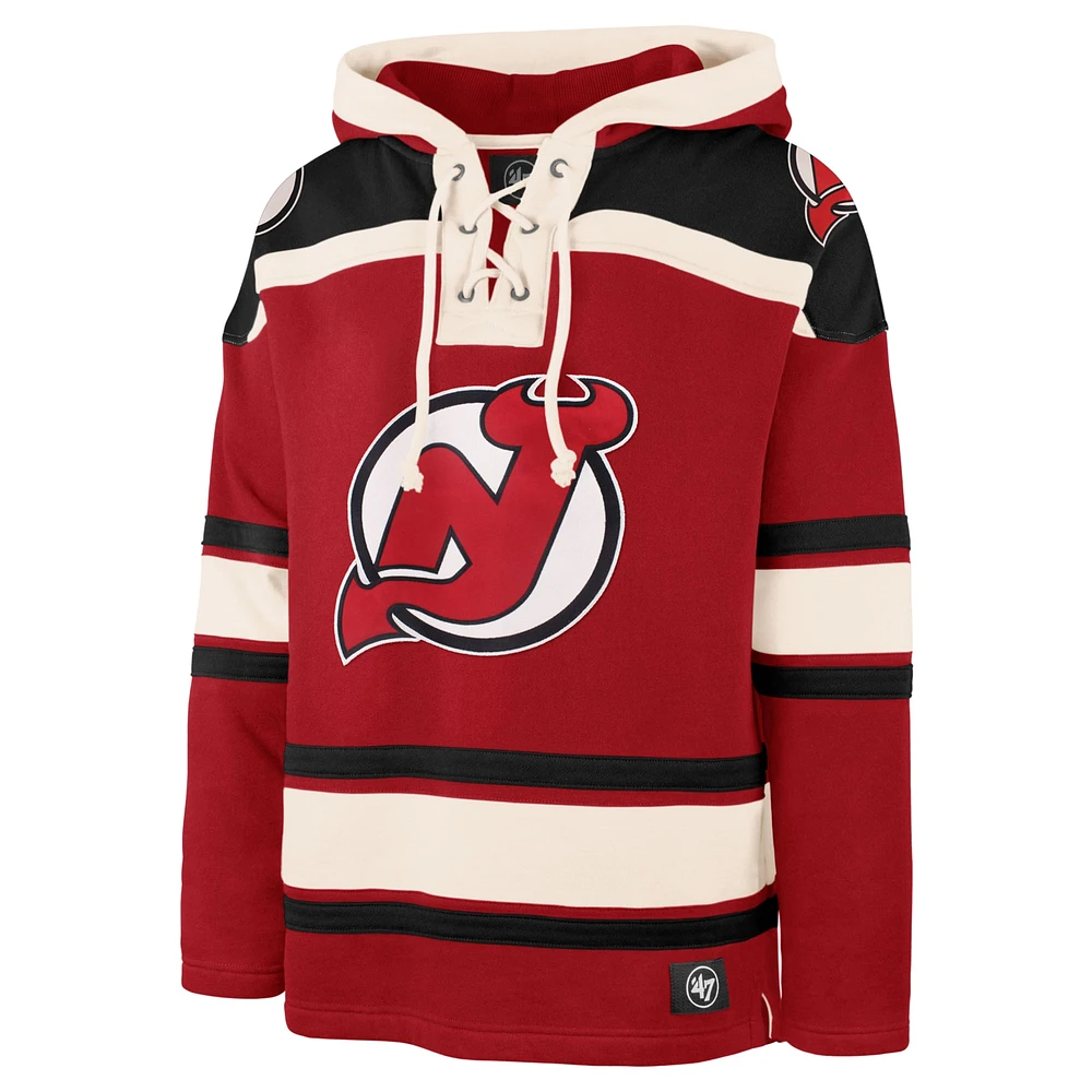 Sweat à capuche en polaire lacets de qualité supérieure pour homme '47 Red New Jersey Devils Big & Tall