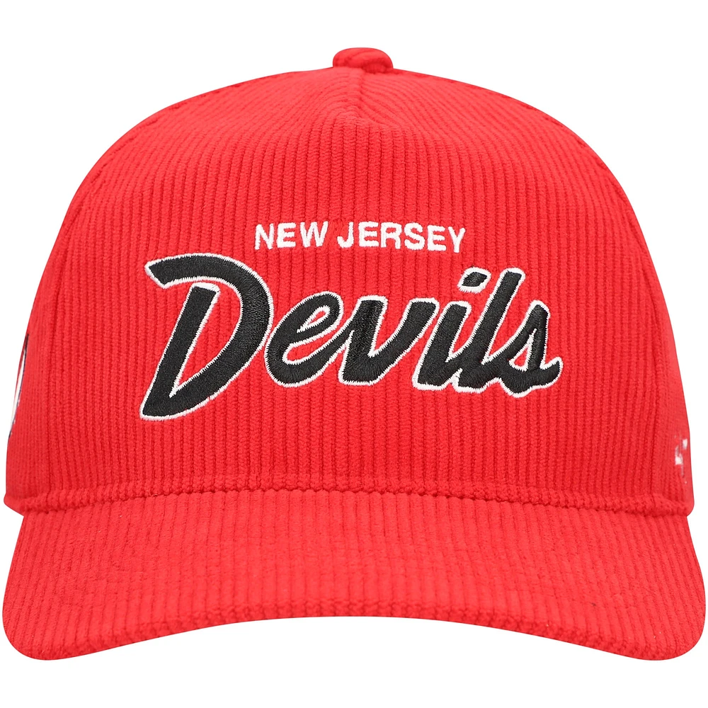Casquette ajustable en velours côtelé Crosstown '47 Red New Jersey Devils pour homme
