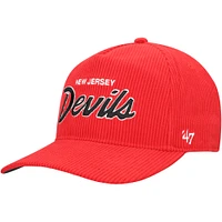 Casquette ajustable en velours côtelé Crosstown '47 Red New Jersey Devils pour homme