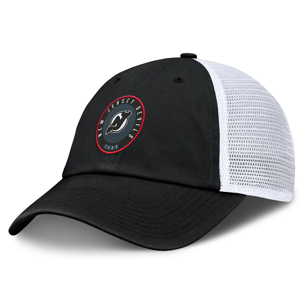 Casquette ajustable Averie Trucker noire/blanche New Jersey Devils Fanatics pour hommes