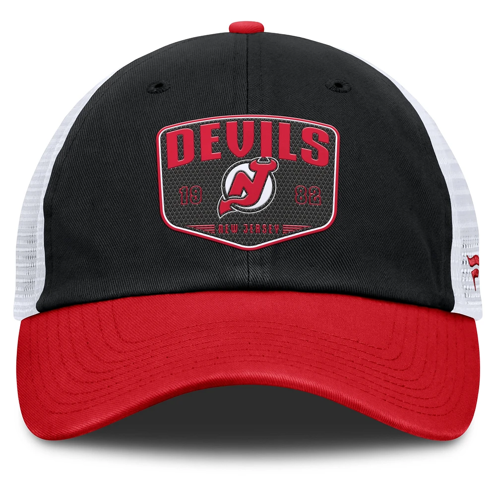 Men's Fanatics Black New Jersey Devils Fundamental One-Time Trucker Adjustable Hat