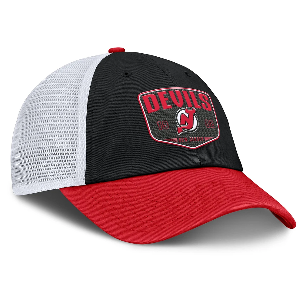 Men's Fanatics Black New Jersey Devils Fundamental One-Time Trucker Adjustable Hat