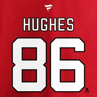 Men's Fanatics Jack Hughes Red New Jersey Devils Authentic Stack Name & Number T-Shirt