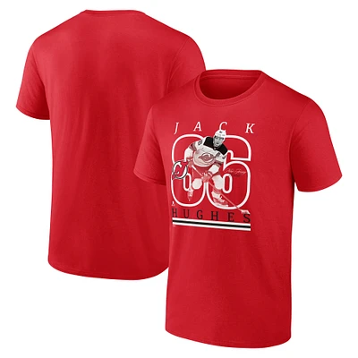 T-shirt authentique pour homme Fanatics Red New Jersey Devils avec nom et numéro Stack