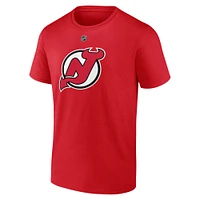 Men's Fanatics Jacob Markstrom Red New Jersey Devils Authentic Stack Name & Number T-Shirt