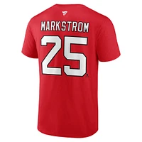 Men's Fanatics Jacob Markstrom Red New Jersey Devils Authentic Stack Name & Number T-Shirt